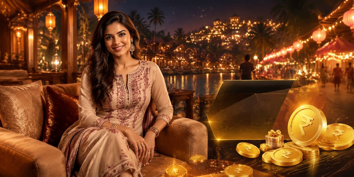 Casino and bets with traditional Indian clothing ambiance